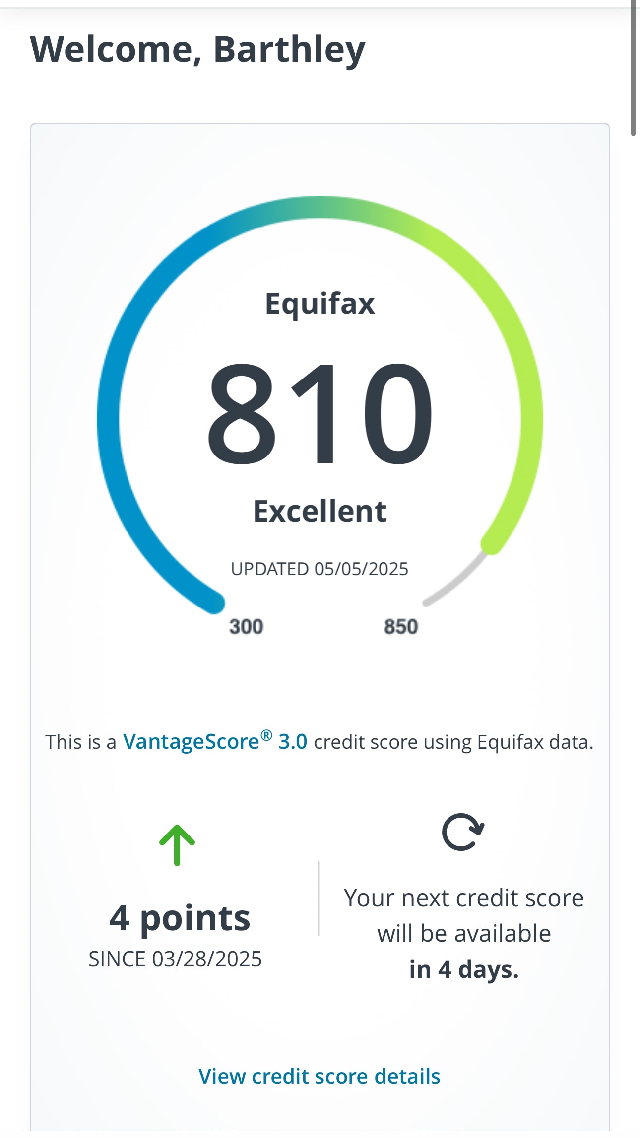 Equifax 810, Excellent (Barthley)